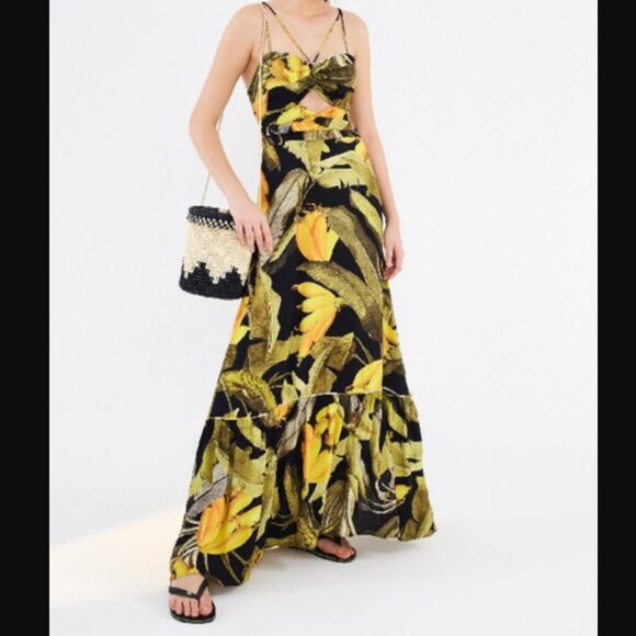 FARM Rio Dresses & Skirts - FARM Rio Black and Yellow Tropical Maxi Dress